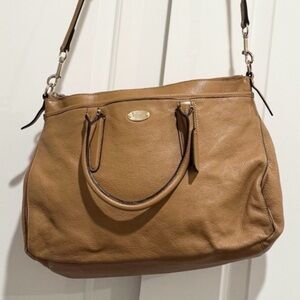 Coach Morgan Pebbled Leather Satchel Bag Brown